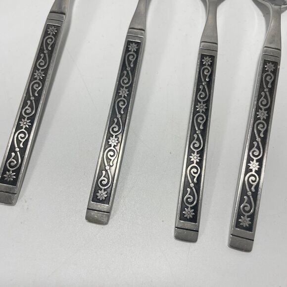 Lot of 8 Oneida Spanish Court Stainless Salad Forks 6 1/4 In Vtg Flatware - Picture 4 of 8
